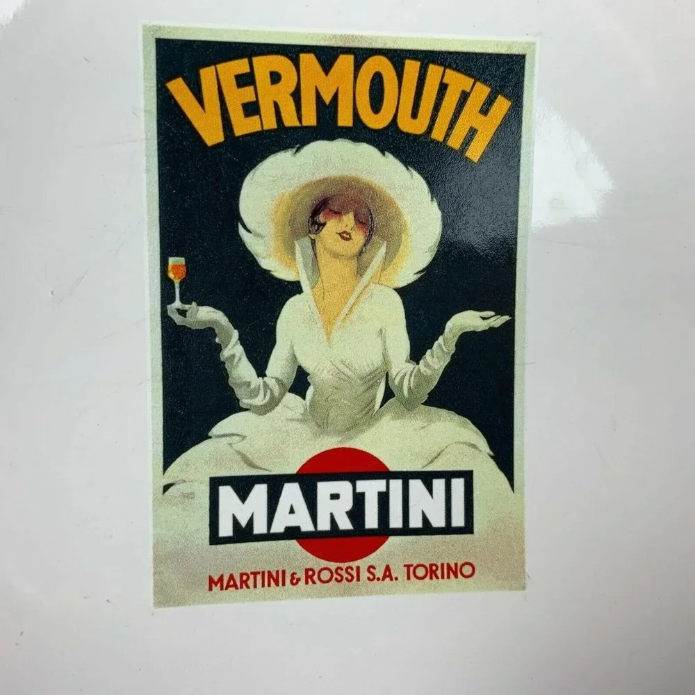Pottery Barn Vintage Poster Cocktail Plate Rare 2002 8'' Vermouth Martini‎